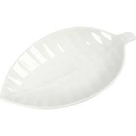 Keramikfat långsträckt blad vit
