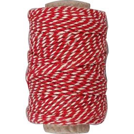 Bomullssnöre 1,1 mm x 50 m Röd/vit