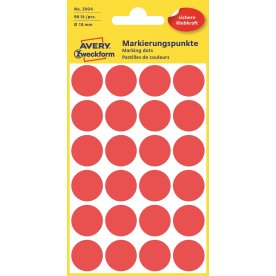 Avery 3004 färgkodningsprickar, 18 mm, 96 st, röd