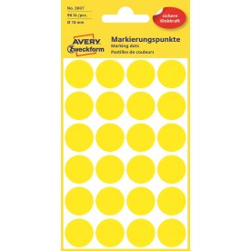 Avery 3007 färgkodningsprickar, 18 mm, 96 st, gul