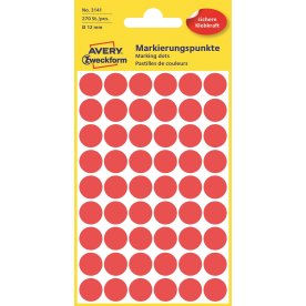 Färgkodningsprickar Avery 3141 12 mm 270 st Röd