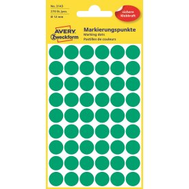 Avery 3143 manuelle etiketter, 12mm, 270 stk, grøn