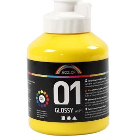 A'Color Akrylmaling, 500 ml, blank, primær gul