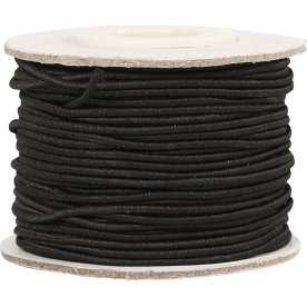 Elastiskt snöre 1 mm x 25 m Svart