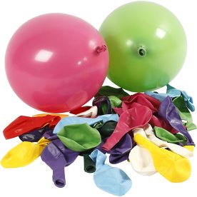 Balloner, ass. farver, 100 stk