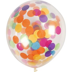 Balloner m. konfetti, transparent, 4 stk
