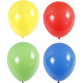 Kæmpe Balloner, gul/rød/grøn/blå, 4 stk