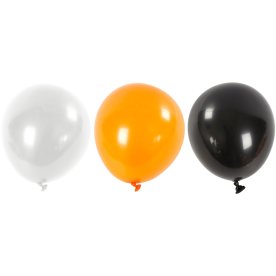 Halloweenballonger, 10 st, Vit/orange/svart