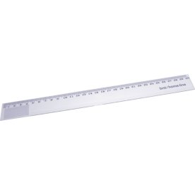 Linjal, glasklar plast, 30 cm
