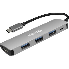 USB-C docka Sandberg 100W HDMI+3xUSB+PD