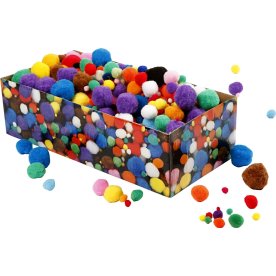 Pompoms 5-40 mm 720 st Blandade färger