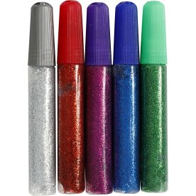 Glitterlim Blandade färger 5x 10 ml