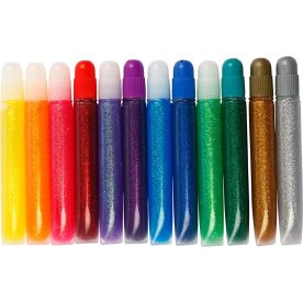 Glitterlim Blandade färger 12x 10 ml