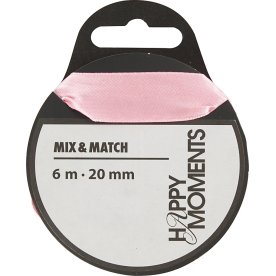 Satinband Happy Moments, 20mm x 6m, Rosa