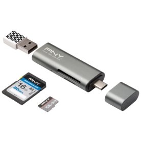 Kortläsare PNY USB-C – USB adapter Grå