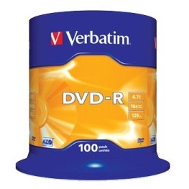 Verbatim DVD-R 16x 4,7GB spindel, 100 stk