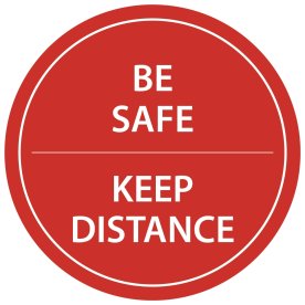 Gulvmærkning "Keep distance" Rød diameter 20cm
