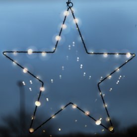 Stjärna med LED, Ø40 cm, svart / varmvit