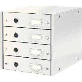 Leitz Click & Store Förvaringsbox, 4 st lådor, vit