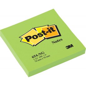 Post-it memoblock 76x76 mm, neongrön