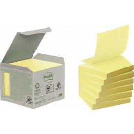 Post-it Green Z-notes 76x76 mm, återvunna, gul