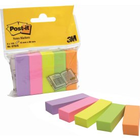 Post-it indexfaner 5 mix, 500 strips, neon farver