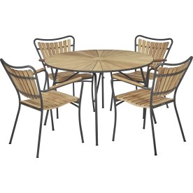 Marguerit trädgårdsbord/ø110cm + 4 stolar/Antracit