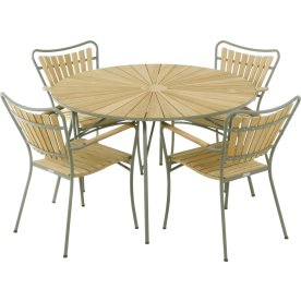 Marguerit trädgårdsbord/ø120cm + 4 stolar/Olivgrön