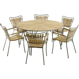 Marguerit trädgårdsbord/ø140cm + 6 stolar/Olivgrön