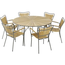 Marguerit trädgårdsbord ø140cm + 6 stolar/Antracit