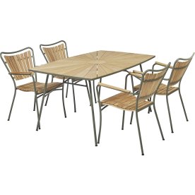 Marguerit trädgårdsbord L144cm + 4 stolar/Olivgrön