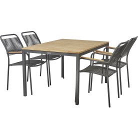 Toscana trädgårdsbord L132 cm + 4 Verona, Antracit