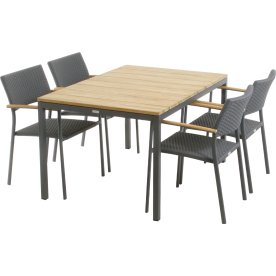 Toscana trädgårdsbord L.132 cm + 4 Siena, Antracit