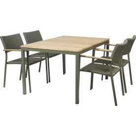 Toscana trädgårdsbord L.132 cm + 4 Siena, Olivgrön
