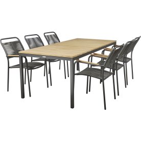 Toscana trädgårdsbord L197 cm + 6 Verona, Antracit