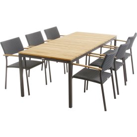 Toscana trädgårdsbord L197 cm + 6 Siena, Antracit