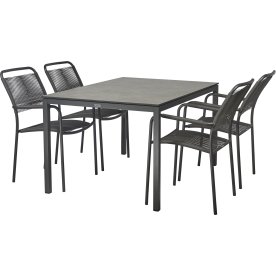 Elba trädgårdsbord/132cm +4 Verona stolar/Antracit
