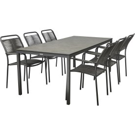 Elba trädgårdsbord 197cm +6 Verona stolar/Antracit