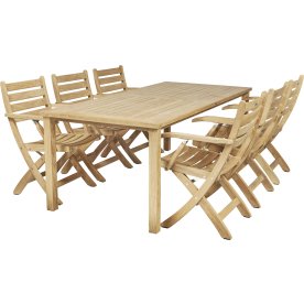 Cambridge trädgårdsbord L200 cm + 6 stolar, teak