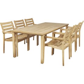 Cambridge trädgårdsbord L200cm +6 Yorkstolar, teak