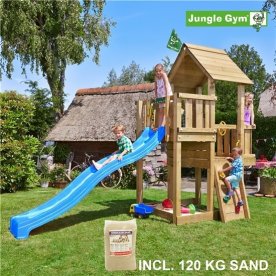 Jungle Gym Cubby lektorn med sand+blå rutschkana