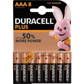 Duracell Plus AAA LR03 Batteri, 8 st.