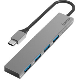 HAMA USB-C Hub 4x portar, grå