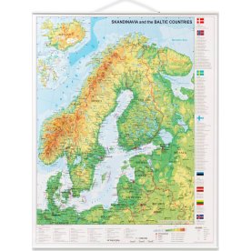 NAGA laminerad karta Skandinavien 97x67 cm, färg