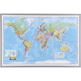NAGA inramad världskarta 60 x 90 cm, färg