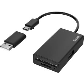 HAMA Hub/kortläsare USB-OTG 3x portar