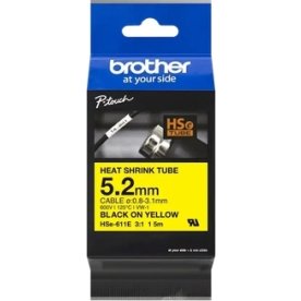Brother HSe-611E krymptejp | 5,8mm | Svart på gult
