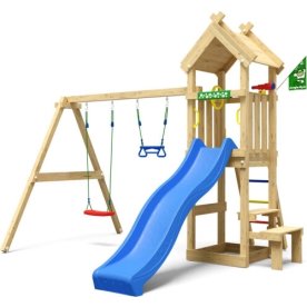 Jungle Gym Totem lekställning, gungor+blå rutsch