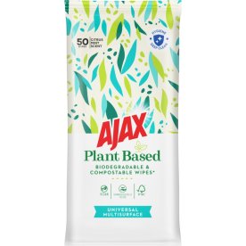 Ajax våtservetter, Universal, Växtbaserade, 50 st.