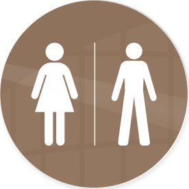 Skylt | Kvinna och man | Ø10 cm | Brun
